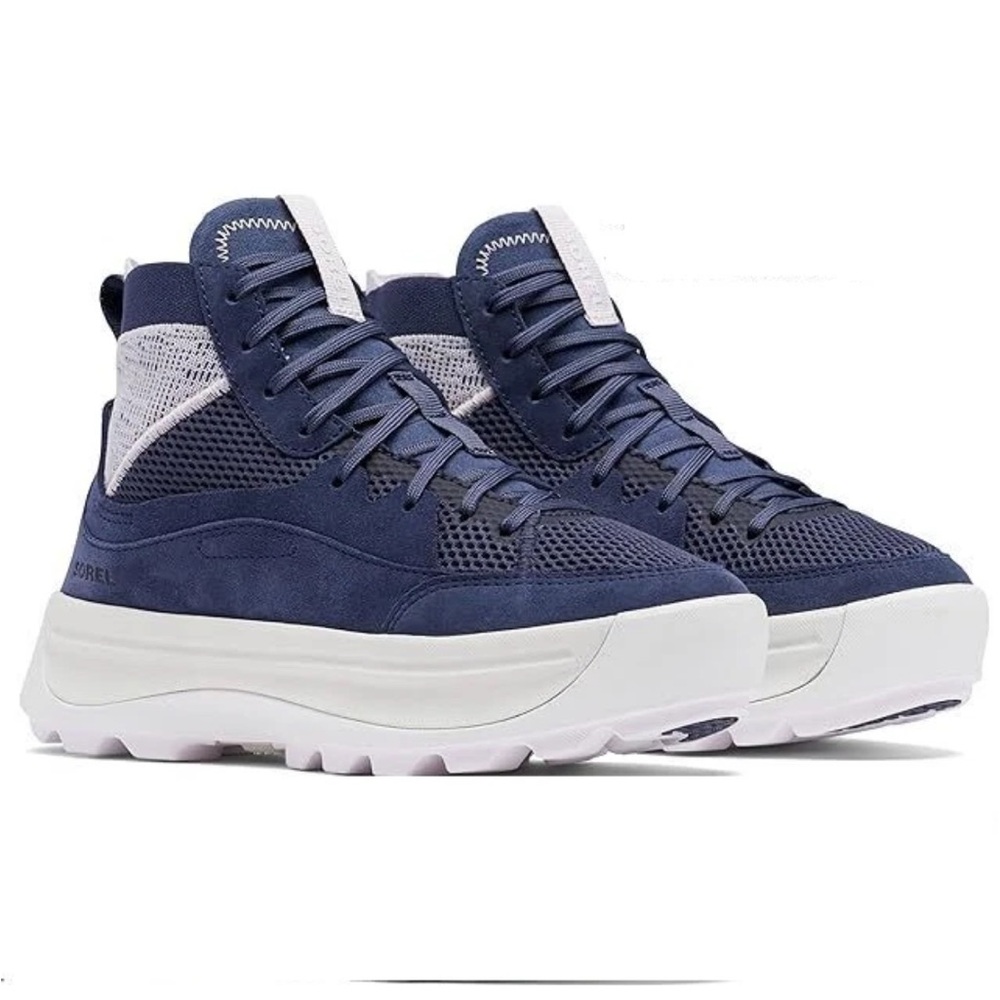 Sorel Ona 503 mid platform sneaker Nocturnal/Dreamy Size 9.5 women, BLUE leather